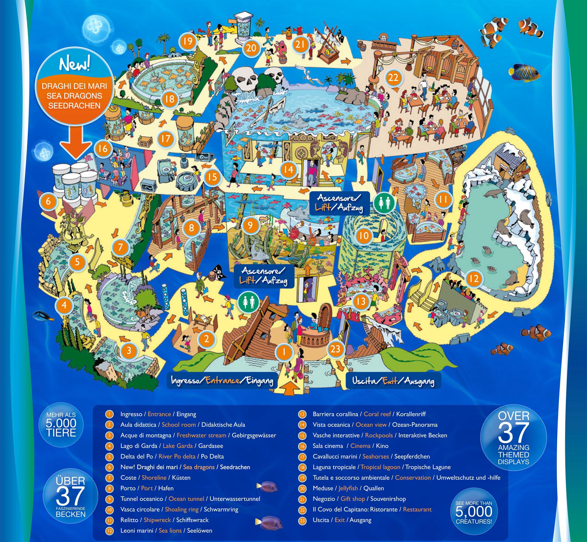 Parkmaps / Parkplan / Plattegrond - Gardaland SEA LIFE | Freizeitpark