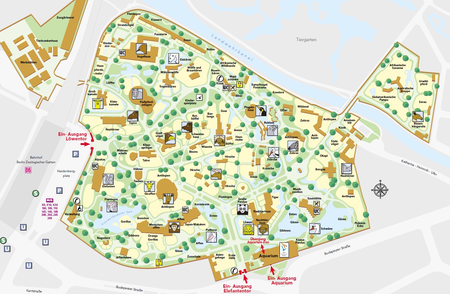 Parkmaps / Parkplan / Plattegrond - Zoo Berlin | Freizeitpark-Welt.de